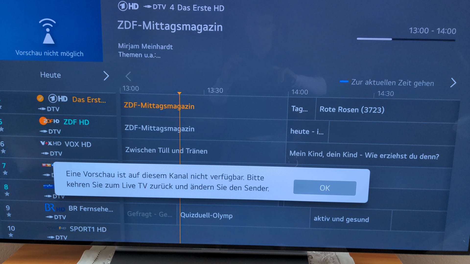 OLED55C27LA EPG Fehlermeldung Mini TV Nicht Deaktivierbar LG 